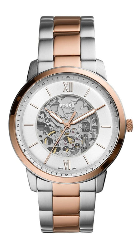 Buy Shop Fossil Neutra Automatic Skeleton White Dial Two Tone Steel Strap Watch for Men - ME3196 USA Online