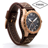 Buy Shop Fossil Nate Chronograph Blue Dial Brown Leather Strap Watch for Men - JR1505 USA Online