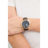 Buy Shop Fossil Grant Chronograph Blue Dial Brown Leather Strap Watch for Men - FS5068 USA Online