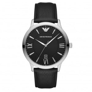 Buy Shop Emporio Armani Giovanni Analog Black Dial Black Leather Strap Watch For Men - AR11210 USA Online