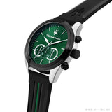 Buy Shop Maserati Traguardo Chronograph Green Dial Black Silicone Strap Watch For Men - R8871612043 USA Online