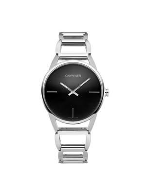 Buy Shop Calvin Klein Stately Black Dial Silver Steel Strap Watch for Women - K3G23121 USA Online