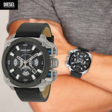 Buy Shop Diesel BAMF Chronograph Black Dial Black Leather Strap Watch For Men - DZ7345 USA Online