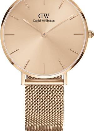 Buy Shop Daniel Wellington Petite Rose Gold Dial Rose Gold Mesh Bracelet Watch For Women - DW00100471 USA Online
