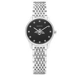 Gucci G Timeless Quartz Black Dial Silver Steel Strap Watch For Women - YA1265020