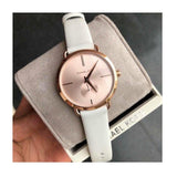 Buy Shop Michael Kors Portia Rose Gold Dial White Leather Strap Watch For Women - MK2660 USA Online
