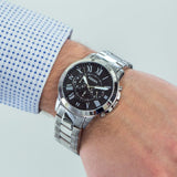 Buy Shop Fossil Grant Chronograph Black Dial Silver Steel Strap Watch for Men - FS4736 USA Online