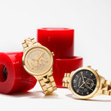 Buy Shop Michael Kors Runway Mercer Crystals Gold Dial Gold Steel Strap Watch For Women - MK6714 USA Online