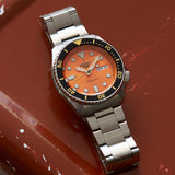 Seiko 5 Sports Automatic Orange Dial Silver Steel Strap Watch For Men - SRPD59K1