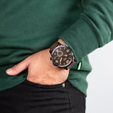 Buy Shop Fossil Nate Chronograph Brown Dial Brown Leather Strap Watch for Men - JR1487 USA Online