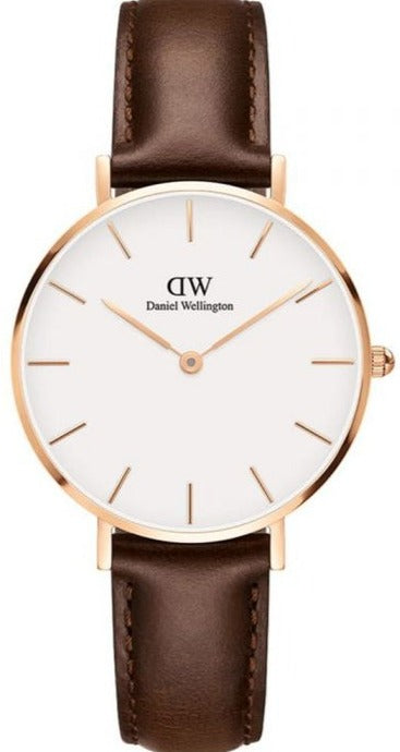 Buy Shop Daniel Wellington Classic Petite Bristol White Dial Brown Leather Strap Watch For Women - DW00100171 USA Online