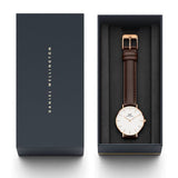 Buy Shop Daniel Wellington Classic Petite Bristol White Dial Brown Leather Strap Watch For Women - DW00100171 USA Online