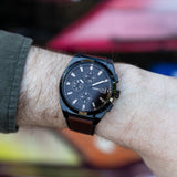 Buy Shop Fossil Everett Chronograph Black Dial Brown Leather Strap Watch for Men - FS5798 USA Online