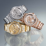 Buy Shop Guess Moonlight Multi Function Diamonds Silver Dial Silver Steel Strap Watch for Women - GW0320L1 USA Online
