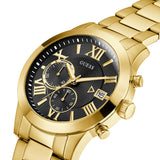 Buy Shop Guess Atlas Chronograph Black Dial Gold Steel Strap Watch for Men - W0668G8 USA Online