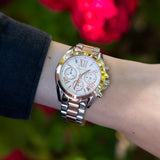 Buy Shop Michael Kors Bradshaw Chronograph White Dial Two Tone Steel Strap Watch For Women - MK7258 USA Online