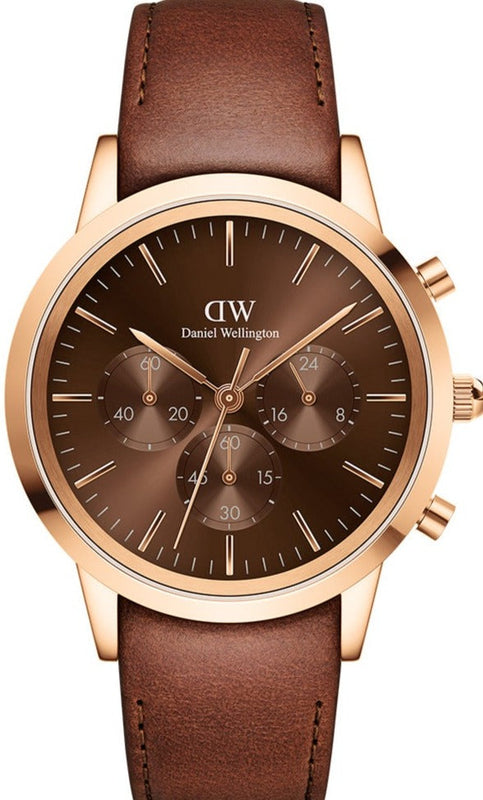 Buy Shop Daniel Wellington Iconic Chronograph St Mawes Brown Dial Brown Leather Strap Watch For Men - DW00100640 USA Online