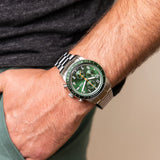 Buy Shop Fossil Sport Tourer Chronograph Green Dial Silver Steel Strap Watch for Men - FS6048 USA Online