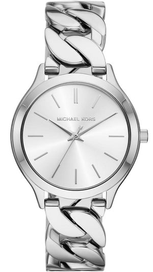Buy Shop Michael Kors Runway Three-Hand Silver Dial Silver Steel Strap Watch for Women - MK7474 USA Online