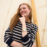 Buy Shop Fossil Blue Dive Three Hand White Dial Gold Steel Strap Watch For Women - ES5350 USA Online