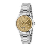 Gucci G Timeless Quartz Gold Dial Silver Steel Strap Watch for Women - YA1265035