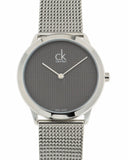 Buy Shop Calvin Klein Minimal Grey Dial Silver Mesh Bracelet Watch for Women - K3M2212X USA Online