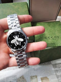 Gucci G Timeless Quartz Black Dial Silver Steel Strap Watch For Women - YA1264136