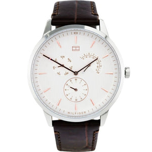 Buy Shop Tommy Hilfiger Brad Chronograph White Dial Brown Leather Strap Watch For Men - 1710389 USA Online