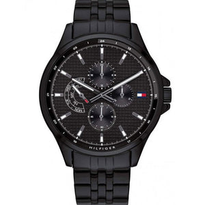 Buy Shop Tommy Hilfiger Shawn Quartz Black Dial Black Steel Strap Watch for Men - 1791611 USA Online