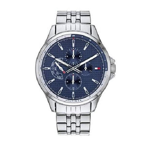 Buy Shop Tommy Hilfiger Shawn Multifunction Quartz Blue Dial Silver Steel Strap Watch for Men - 1791612 USA Online