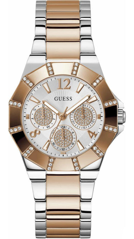 Buy Shop Guess Sunray Multifunction Crystals Silver Dial Two Tone Steel Strap Watch For Women - GW0616L3 USA Online
