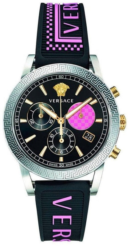 Buy Shop Versace Sport Tech Chronograph Black Dial Black Rubber Strap Watch for Women - VELT00619 USA Online