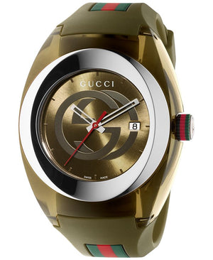 Buy Shop Gucci Sync XXL Quartz Brown Dial Brown Leather Strap Watch For Men - YA137106 USA Online