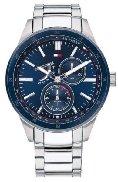 Buy Shop Tommy Hilfiger Austin Blue Dial Silver Steel Strap Watch for Men - 1791640 USA Online
