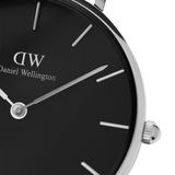 Buy Shop Daniel Wellington Petite Sterling Black Dial Silver Mesh Bracelet Watch For Women - DW00100218 USA Online