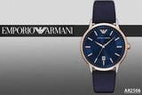Buy Shop Emporio Armani Renato Analog Blue Dial Black Leather Strap Watch For Men - AR2506 USA Online