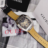 Buy Shop Guess Phoenix Multifunction Black Dial Brown Leather Strap Watch for Men - GW0202G3 USA Online
