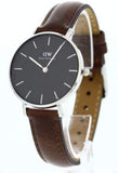 Buy Shop Daniel Wellington Classic Petite Bristol Black Dial Brown Leather Strap Watch For Women - DW00100177 USA Online
