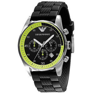 Buy Shop Emporio Armani Chronograph Black Dial Black Rubber Strap Watch For Men - AR5865 USA Online