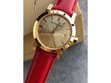 Buy Shop Burberry The City Gold Dial Red Leather Strap Watch for Women - BU9140 USA Online
