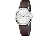Buy Shop Calvin Klein Minimal Silver Dial Brown Leather Strap Watch for Men - K3M221G6 USA Online