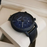 Buy Shop Emporio Armani Luigi Analog Blue Dial Black Leather Strap Watch For Men - AR11351 USA Online