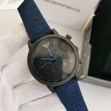 Buy Shop Emporio Armani Luigi Chronograph Black Dial Blue Rubber Strap Watch For Men - AR11023 USA Online
