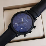 Buy Shop Emporio Armani Luigi Analog Blue Dial Black Leather Strap Watch For Men - AR11351 USA Online