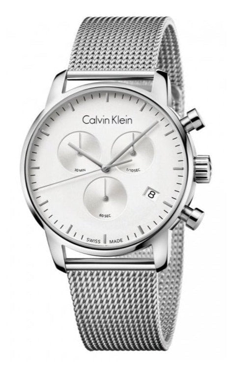 Buy Shop Calvin Klein High Noon Silver Dial Silver Mesh Bracelet Watch for Men - K8M27126 USA Online