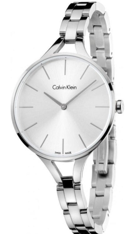 Buy Shop Calvin Klein Graphic White Dial Silver Steel Strap Watch for Women - K7E23146 USA Online