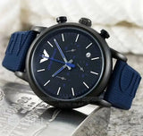 Buy Shop Emporio Armani Luigi Chronograph Black Dial Blue Rubber Strap Watch For Men - AR11023 USA Online