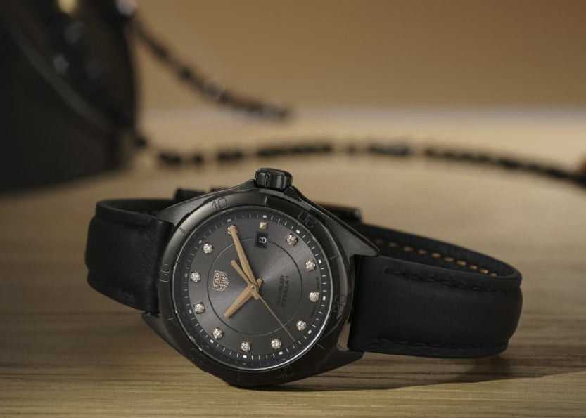 Buy Shop Tag Heuer Formula 1 Quartz Black Dial Black Leather Strap Watch for Women - WBJ1314.FC8230 USA Online