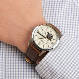 Buy Shop Fossil Townsman Automatic White Dial Brown Leather Strap Watch for Men - ME3064 USA Online
