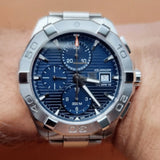 Tag Heuer Aquaracer Automatic Chronograph Blue Dial Silver Steel Strap Watch for Men - CAY2112.BA0927